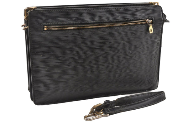 Authentic Louis Vuitton Epi Enghien 2Way Shoulder Clutch Bag M52112 Black K4789