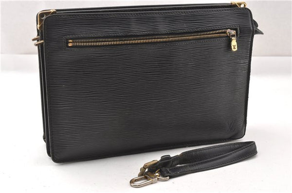 Authentic Louis Vuitton Epi Enghien 2Way Shoulder Clutch Bag M52112 Black K4789