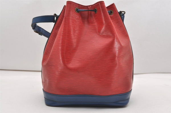 Authentic Louis Vuitton Epi Noe Bi-color Red x Blue M44084 Drawstring Bag K4796