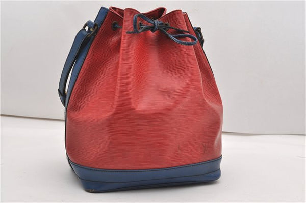 Authentic Louis Vuitton Epi Noe Bi-color Red x Blue M44084 Drawstring Bag K4796