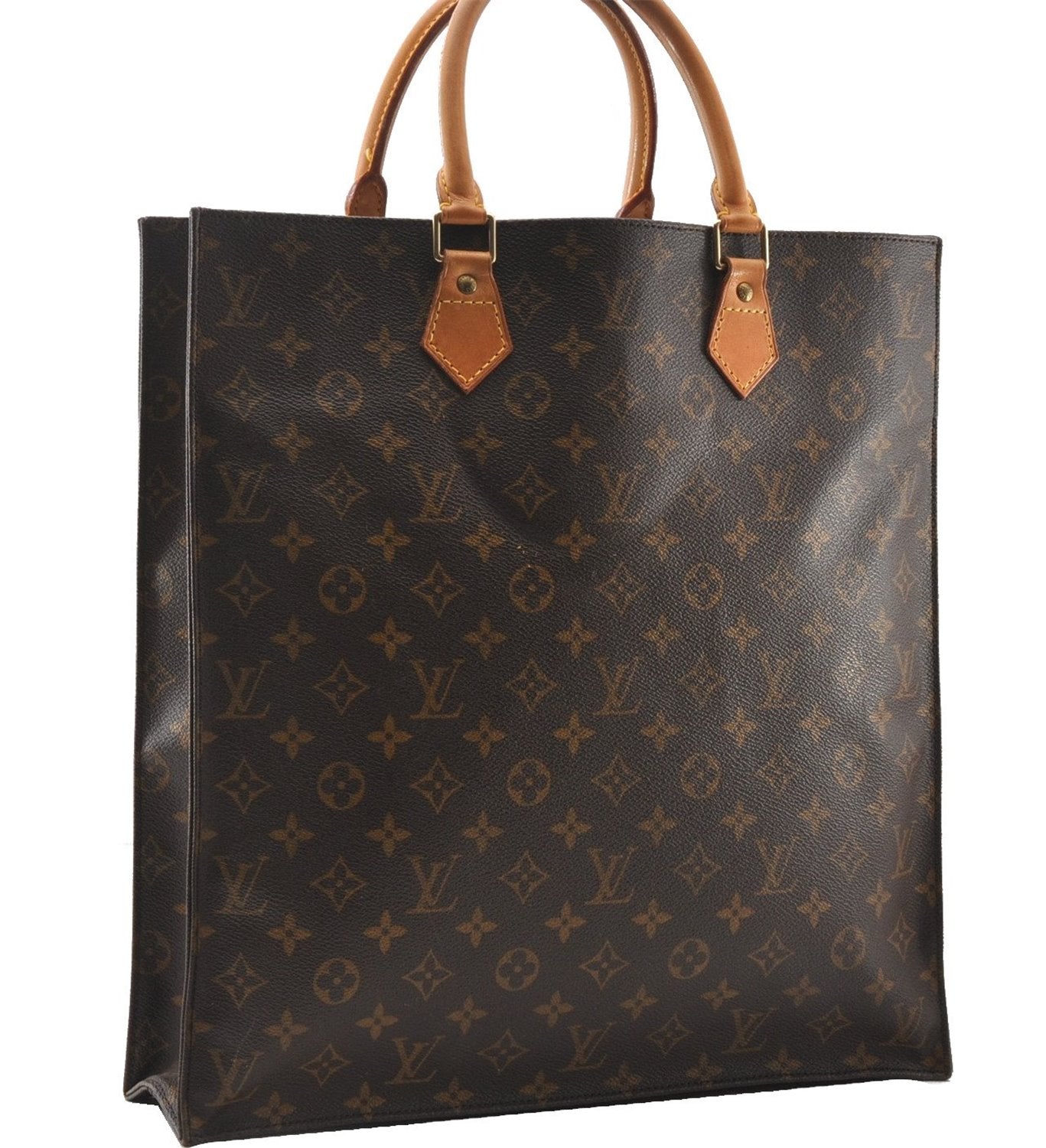 Authentic Louis Vuitton Monogram Sac Plat Hand Tote Bag M51140 LV Junk K4800