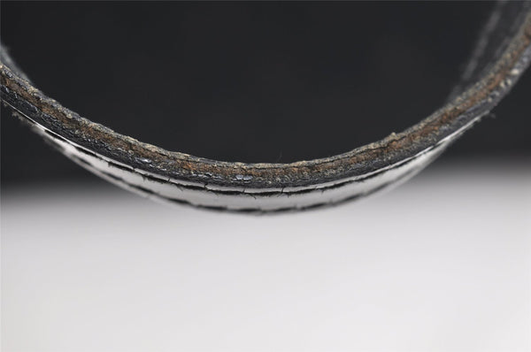 Authentic GUCCI Shoulder Tote Bag GG Canvas Enamel 211976 Black K4811