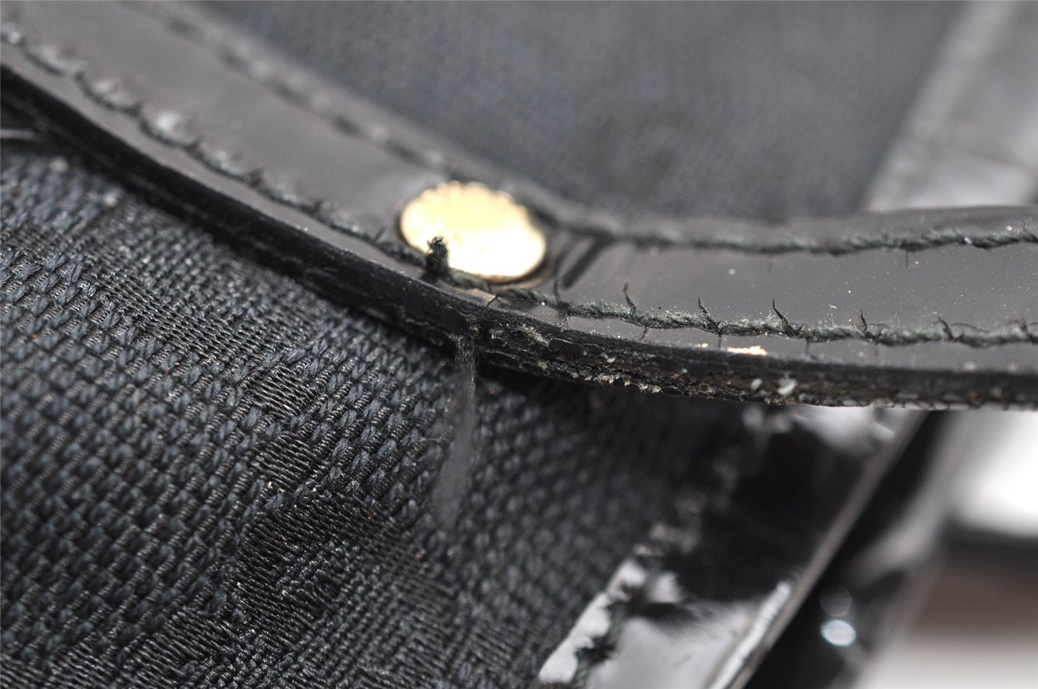 Authentic GUCCI Shoulder Tote Bag GG Canvas Enamel 211976 Black K4811