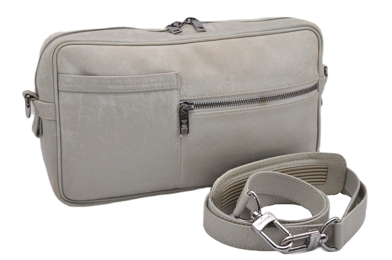 Authentic Louis Vuitton Monogram Defile Irvington Shoulder Bag M92356 Gray K4812