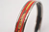 Authentic HERMES Email PM Bangle Belt Motif Silver Red Box K4819