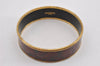 Authentic HERMES Email GM Bangle Bolduc Logo Motif Gold Bordeaux  K4820