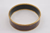 Authentic HERMES Email GM Bangle Bolduc Logo Motif Gold Bordeaux  K4820