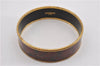 Authentic HERMES Email GM Bangle Bolduc Logo Motif Gold Bordeaux  K4820