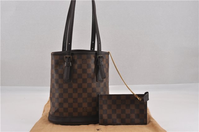 Authentic Louis Vuitton Damier Marais Bucket Shoulder Tote Bag N42240 LV K4821