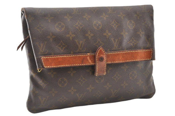 Auth Louis Vuitton Monogram Pochette Pliante Clutch Hand Bag Old Model LV K4823