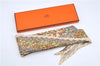 Authentic HERMES Pleats Scarf "CHASSE EN INDE" Silk Beige Box K4824