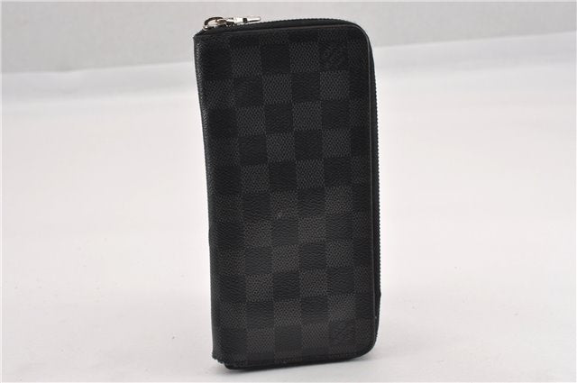 Authentic Louis Vuitton Damier Graphite Zippy Wallet Vertical N63095 LV K4828