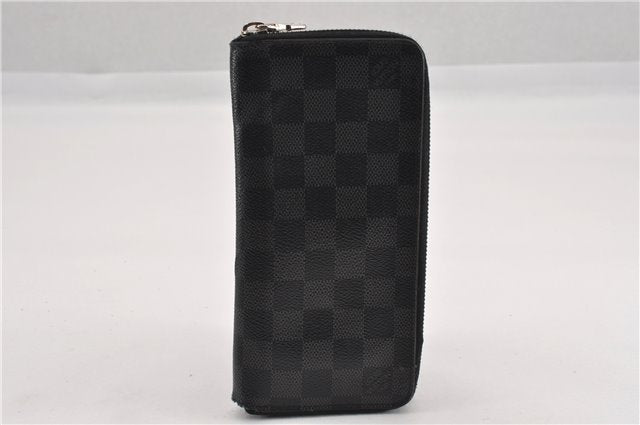 Authentic Louis Vuitton Damier Graphite Zippy Wallet Vertical N63095 LV K4828