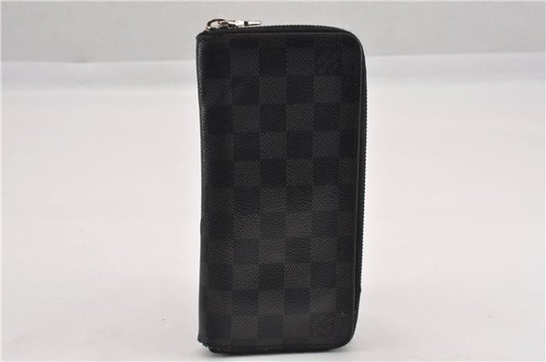 Authentic Louis Vuitton Damier Graphite Zippy Wallet Vertical N63095 LV K4828