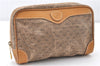 Authentic GUCCI Micro GG PVC Leather Clutch Hand Bag Purse Brown Junk K4831