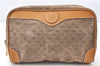 Authentic GUCCI Micro GG PVC Leather Clutch Hand Bag Purse Brown Junk K4831