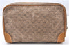 Authentic GUCCI Micro GG PVC Leather Clutch Hand Bag Purse Brown Junk K4831
