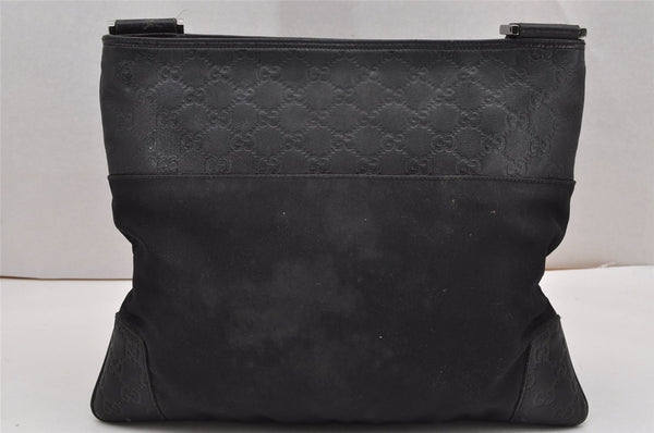 Authentic GUCCI Guccissima Shoulder Cross Bag Leather Nylon 161822 Black K4832