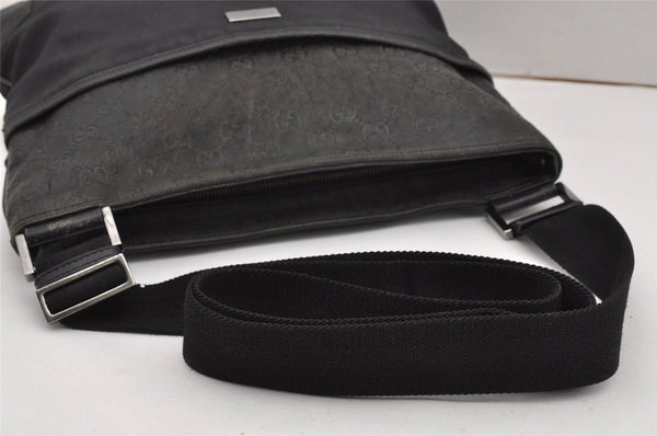 Authentic GUCCI Guccissima Shoulder Cross Bag Leather Nylon 161822 Black K4832