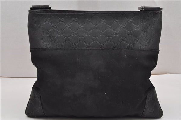 Authentic GUCCI Guccissima Shoulder Cross Bag Leather Nylon 161822 Black K4832
