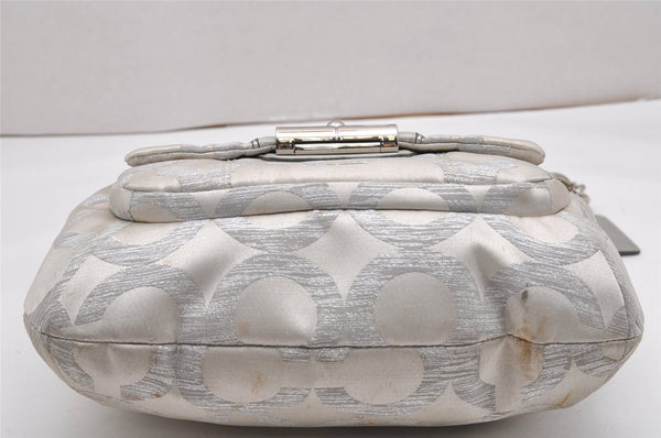 Auth COACH Madison Dotted Op Art 2Way Shoulder Bag Canvas Leather White K4833