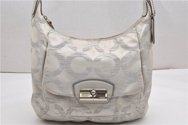 Auth COACH Madison Dotted Op Art 2Way Shoulder Bag Canvas Leather White K4833