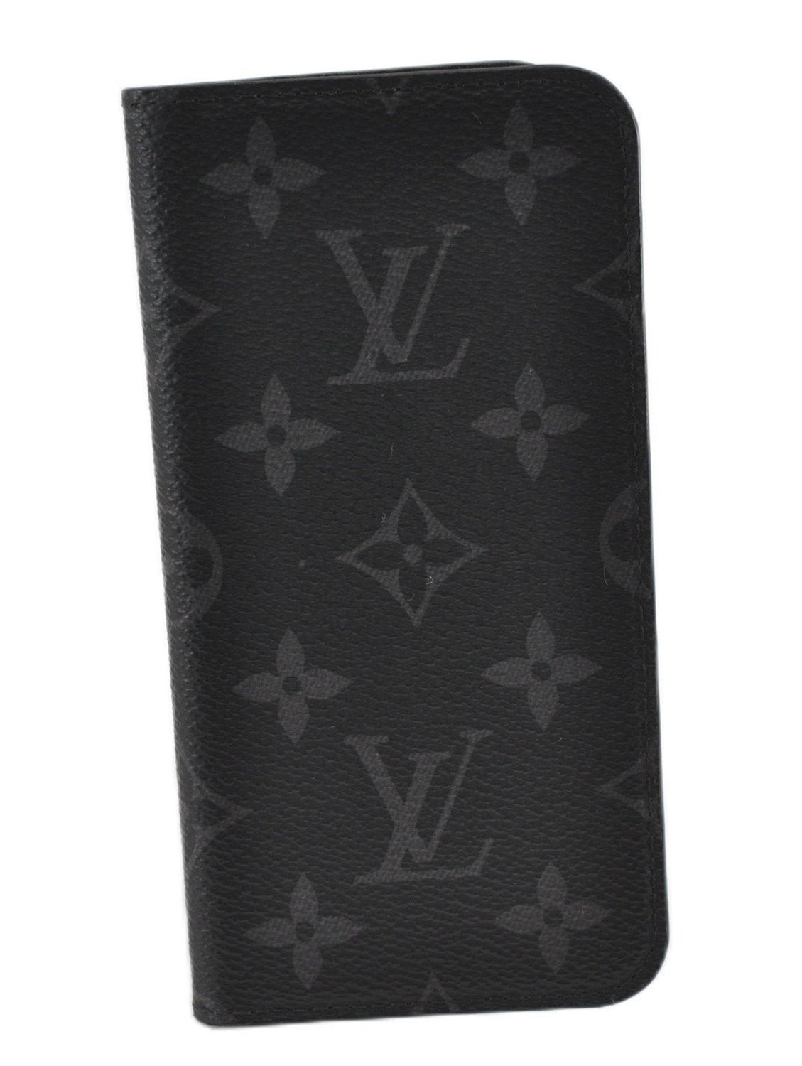 Authentic Louis Vuitton Monogram Eclipse Folio iPhone X Case M63446 LV K4840