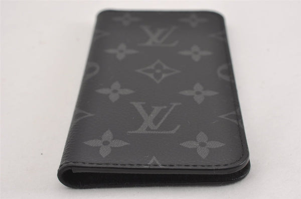 Authentic Louis Vuitton Monogram Eclipse Folio iPhone X Case M63446 LV K4840