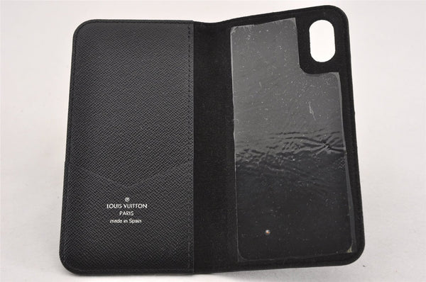 Authentic Louis Vuitton Monogram Eclipse Folio iPhone X Case M63446 LV K4840