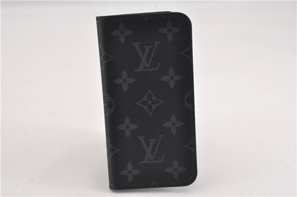 Authentic Louis Vuitton Monogram Eclipse Folio iPhone X Case M63446 LV K4840