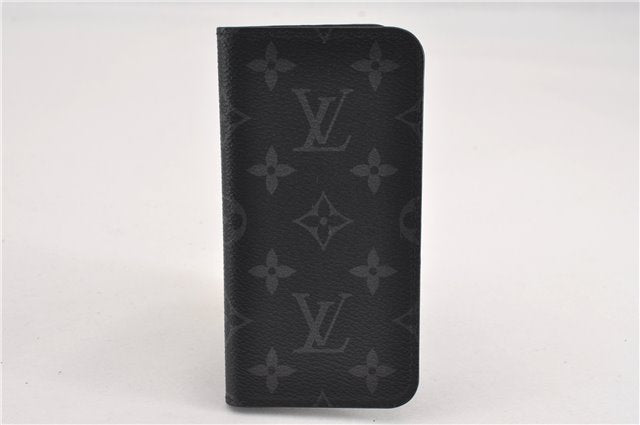 Authentic Louis Vuitton Monogram Eclipse Folio iPhone X Case M63446 LV K4840