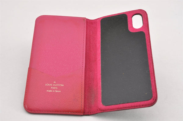 Authentic Louis Vuitton Monogram Folio Iphone X Case Pink M63444 LV K4841