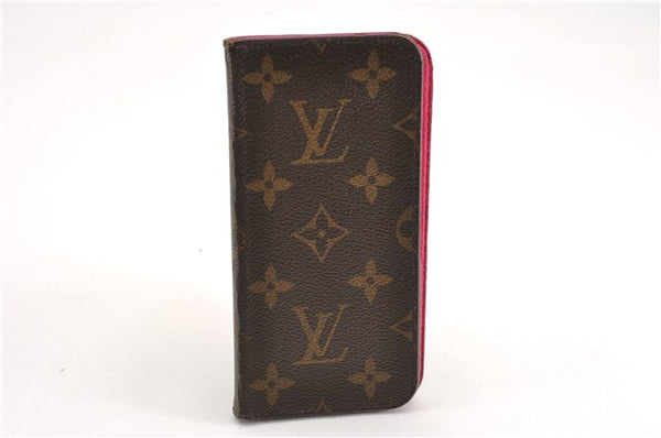 Authentic Louis Vuitton Monogram Folio Iphone X Case Pink M63444 LV K4841