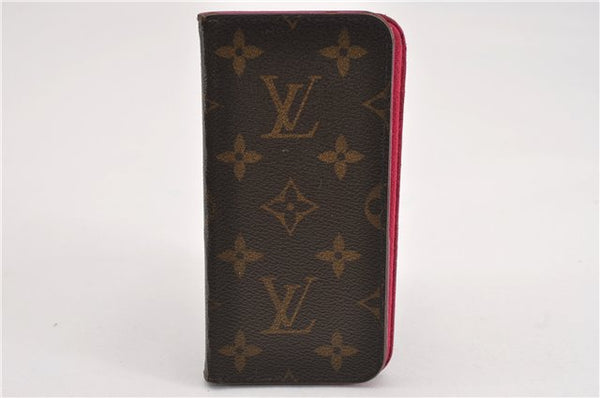 Authentic Louis Vuitton Monogram Folio Iphone X Case Pink M63444 LV K4841