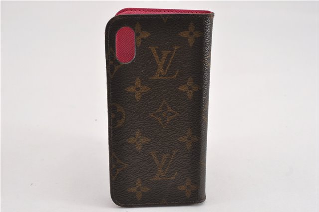 Authentic Louis Vuitton Monogram Folio Iphone X Case Pink M63444 LV K4841