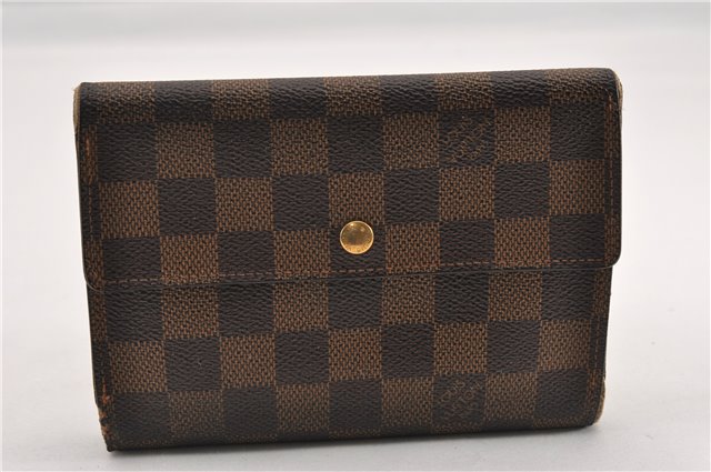 Authentic Louis Vuitton Damier Porte Tresor Etui Papier Wallet N61202 LV K4846