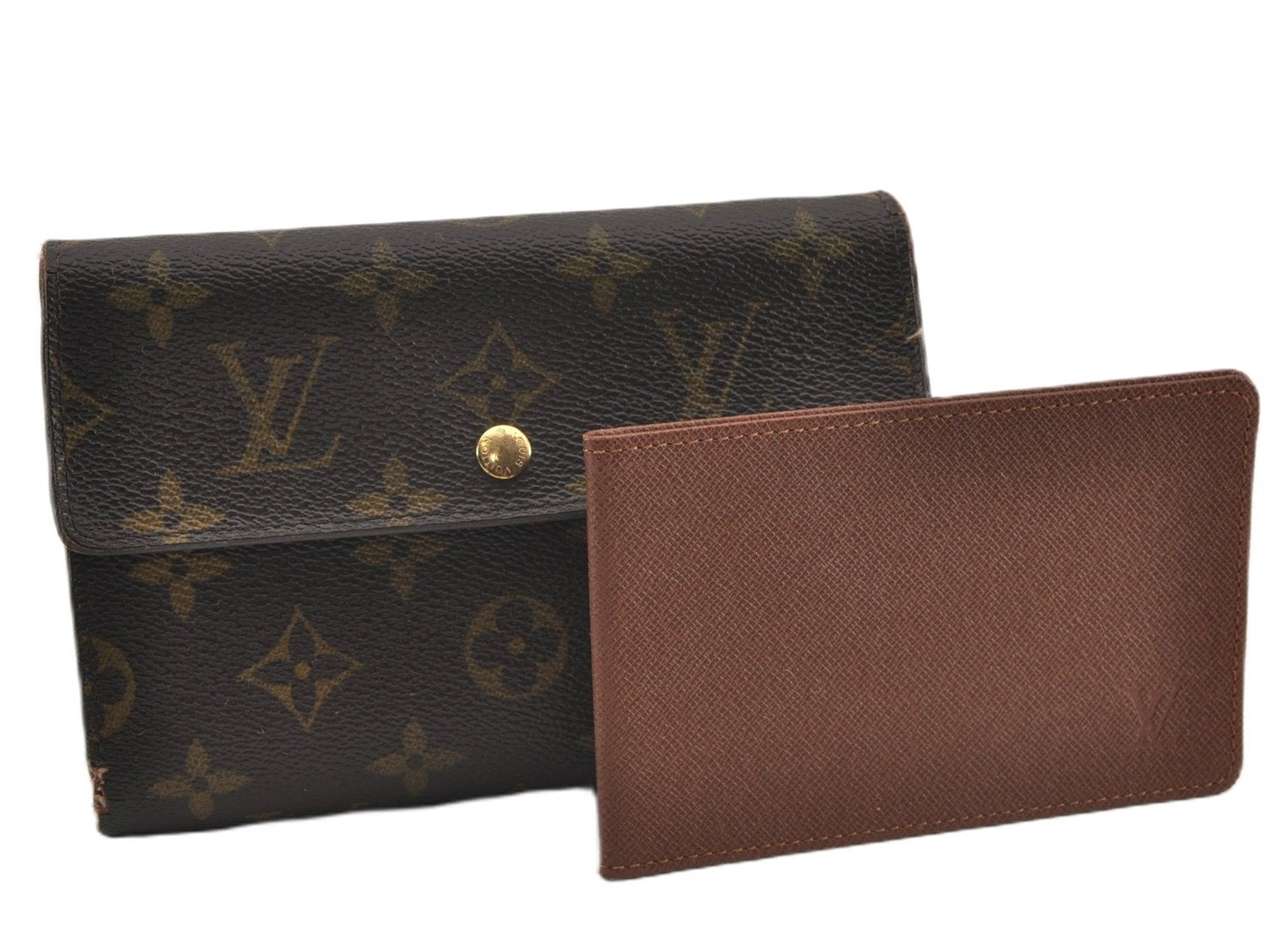 Authentic Louis Vuitton Monogram Porte Tresor Etui Papier Wallet M61202 LV K4850