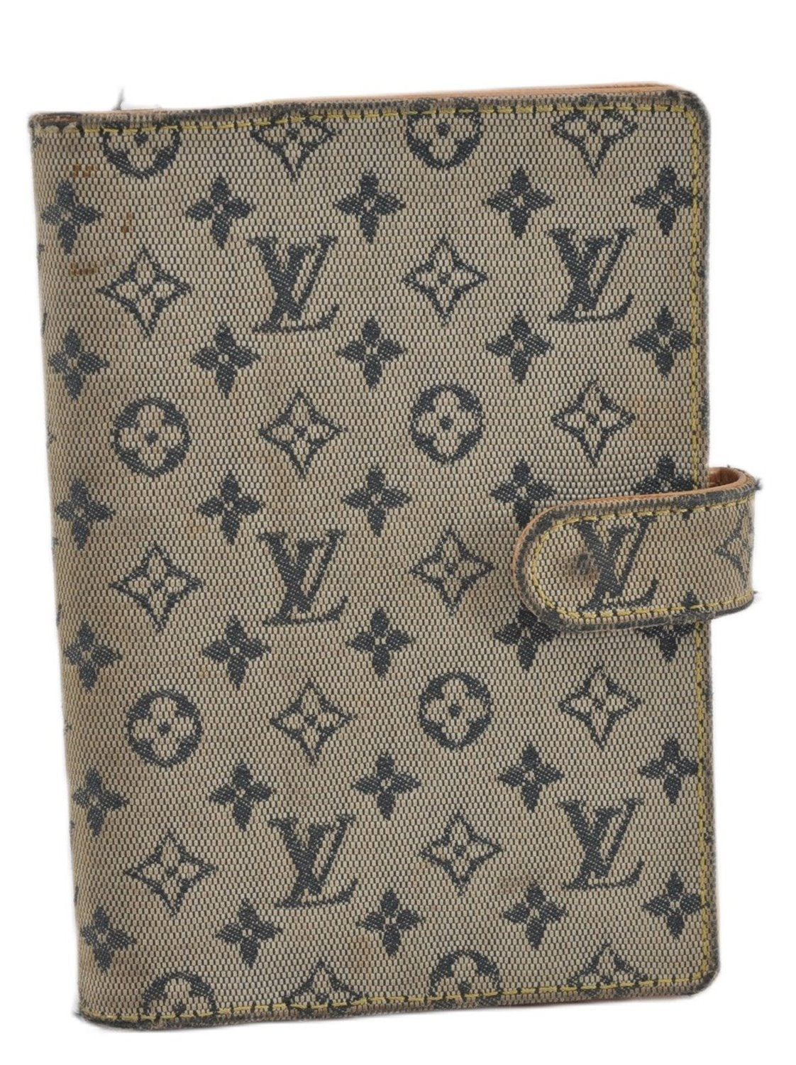 Auth Louis Vuitton Monogram Mini Agenda PM Notebook Cover R20905 Blue LV K4851
