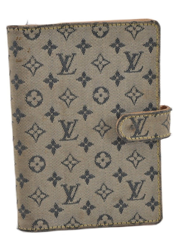 Auth Louis Vuitton Monogram Mini Agenda PM Notebook Cover R20905 Blue LV K4851