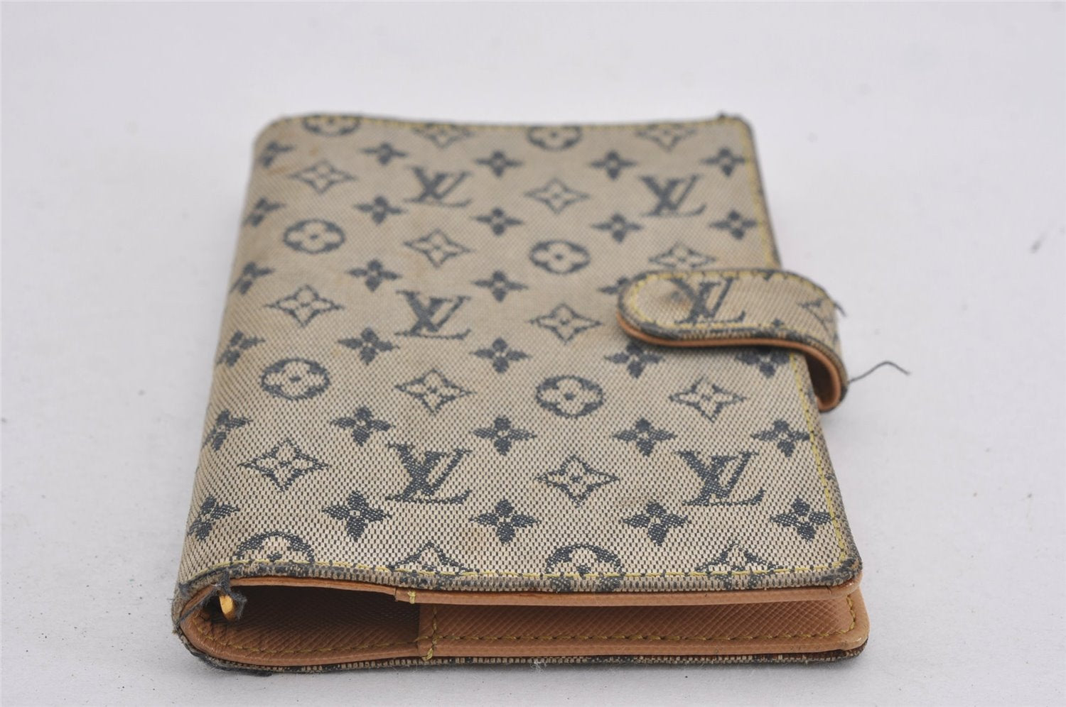 Auth Louis Vuitton Monogram Mini Agenda PM Notebook Cover R20905 Blue LV K4851