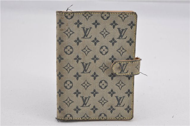 Auth Louis Vuitton Monogram Mini Agenda PM Notebook Cover R20905 Blue LV K4851