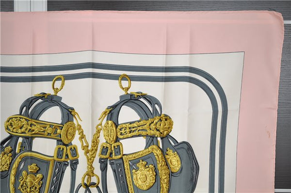 Authentic HERMES Carre 90 Scarf "BRIDES de GALA par" Silk Pink K4852