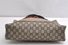 Authentic GUCCI Web Sherry Line GG Plus Tote Bag PVC Leather Brown K4853