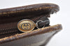 Authentic GUCCI Vintage Clutch Hand Bag Purse GG PVC Leather Brown K4856