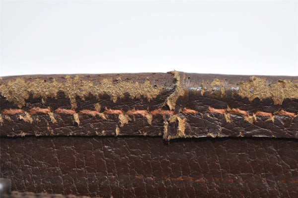 Authentic GUCCI Vintage Clutch Hand Bag Purse GG PVC Leather Brown K4856