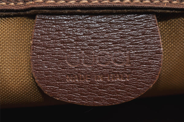 Authentic GUCCI Vintage Clutch Hand Bag Purse GG PVC Leather Brown K4856