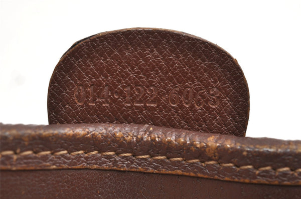 Authentic GUCCI Vintage Clutch Hand Bag Purse GG PVC Leather Brown K4856
