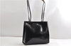 Authentic Salvatore Ferragamo Enamel Shoulder Tote Bag Black SF K4865