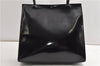 Authentic Salvatore Ferragamo Enamel Shoulder Tote Bag Black SF K4865