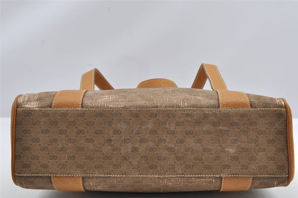 Authentic GUCCI Micro GG Shoulder Hand Bag Purse PVC Leather Brown Junk K4866